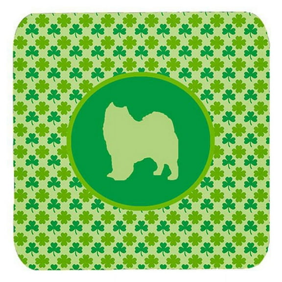 Samoyed Lucky Shamrock Foam Coasters, Set Of 4