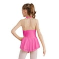 thumbnail image 2 of iiniim Girls Shiny Long Sleeve Lyrical Figure Ice Skating Dress Kids Mock Neck Mesh Ballet Gym Dancewear Size 6-16 Hot Pink 16, 2 of 7