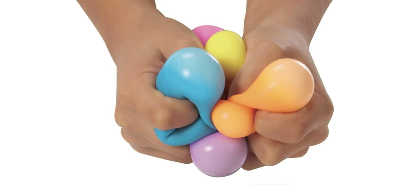 nee doh teenie rainboh 1.5 - inch small stress ball 6 pack, multiple colors