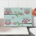 thumbnail image 2 of Owl Cutting Board, Owls Waving in the Floral Tree Springtime Girly Design Print, Decorative Tempered Glass Cutting and Serving Board, Small Size, White Green Pink, by Ambesonne, 2 of 5
