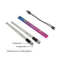 LED Light Emitting Drumsticks 15 Colour Gradient USB Rechargeable Switch Electronic Drumsticks for Stage Performance