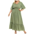 thumbnail image 2 of Robes pour Femmes Grande Taille Femmes Grande Taille Décontractées Amples à Col en V à Pois Imprimés Robe à Manches Courtes à Taille Robe à Manches Courtes en Liquidation, 2 of 4
