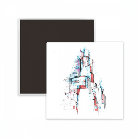 

Street Modern Building Watercolor Square Ceracs Fridge Magnet Keepsake Memento
