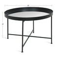 thumbnail image 2 of Kate and Laurel Celia Round Metal Foldable Coffee Table with Mirrored Tray Top, Black, 2 of 7
