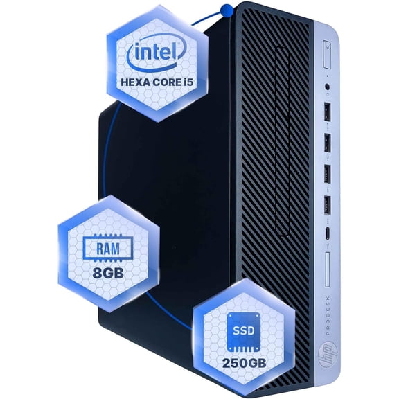 Restored HP Desktop PC, Core i5-8500, 8G RAM, 250G SSD, Windows 11 Pro
