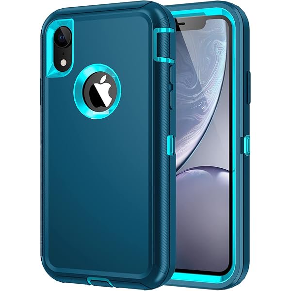 wonima11 for iPhone XR Case, Heavy Duty Shockproof Dust/Drop Proof 3 Layer Full Body Protection Rugged Cover Case for Apple iPhone XR 6.1",Turquoise
