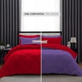 thumbnail image 2 of DNG Creations 3 Piece Solid Reversible Diamond Pattern Comforter 550 GSM All Season 800 TC, 100% Egyptian Cotton - Full/ Queen - Size ( Purple/Red Colour ), 2 of 7