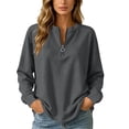 thumbnail image 2 of Neewe Women's Plain Long Sleeve Top Fall 1/4 Zipper Tops Loose Ladies Casual Fashionable Top Pullover, 2 of 7