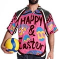 thumbnail image 4 of Easter Font Men's Short Sleeve Hawaiian Beach Shirt Casual Printed Button Down Summer Unisex Casual Shirt, 4 of 6