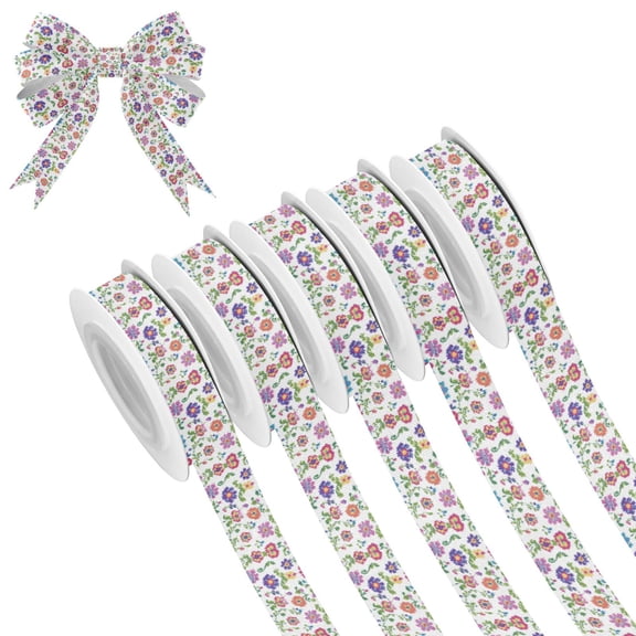 5 Rolls Christmas Ribbon 1.5 inch Wide Decorative Ribbon for Gift Wrapping and Holiday Decorations Embroidered Flowers