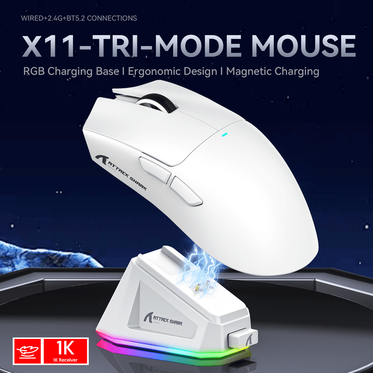 ATTACK SHARK Wireless Gaming Mouse X11 with Charging Dock