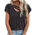 thumbnail image 2 of Ahuyic Women's Loose Plus Size Short-Sleeved Top,Summer Casual Daily Clothes For Women,Women's Fashion Printed T-shirt Short Sleeves Blouse Round Neck Casual Tops, 2 of 4