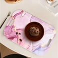 thumbnail image 4 of Serving Trays with Handles, 14.5 x 9.8 inch Rectangular Plastic Tray for Restaurant, Kitchen, Painting Of Pink And Gold Marble, 4 of 6