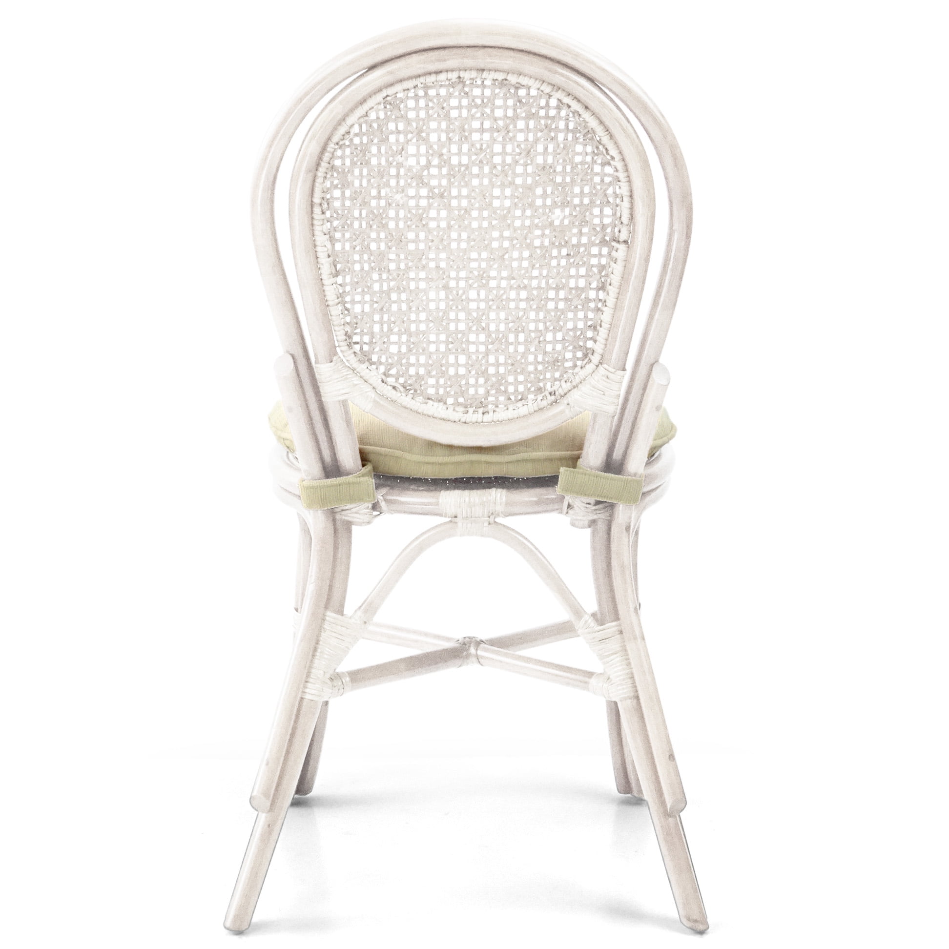Set of 4 Denver Dining Wicker Side Chairs with Cream Cushions Handmade Rattan, White
