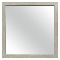 Transitional Style Square Mirror with Wooden Frame, Brown
