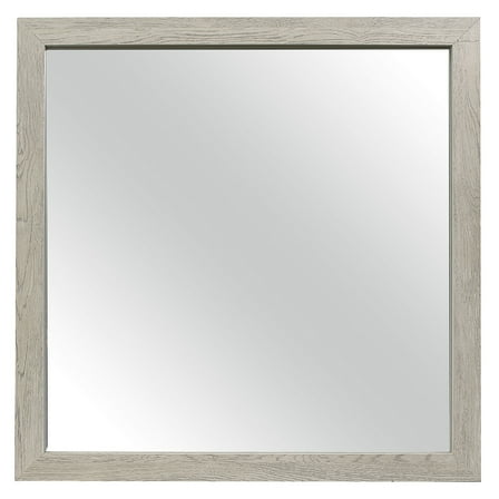 Transitional Style Square Mirror with Wooden Frame, Brown