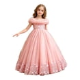 thumbnail image 4 of JAJAHO Girls Sequin Dresses Sparkly Tulle Birthday Princess Party Dress Fuzzy Trim Maxi Ball Gown Flower Girl Dress For Wedding Party Prom 3-12Y, 4 of 9
