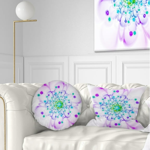 Designart Simple Purple Blue Fractal Flower - Floral Throw Pillow - 12x20