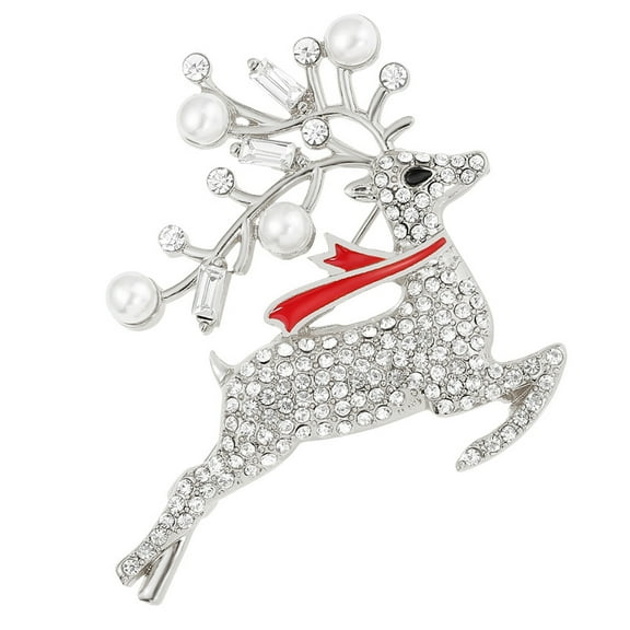 Homoyoyo Christmas Elk Brooch Alloy Golden Retro Style Festive Breastpin Pin for Holiday Decoration 1 Piece