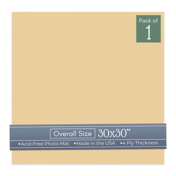 Beige 30x30 Uncut Art Mat Board - No Opening - 1 Mat