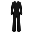 thumbnail image 6 of mgdxox Women's Jumpsuit Long Sleeve Loose Wide Leg Belted Romper Jumpsuit Elegant Party Evening Jumpsuits Outs Summer Black XS, 6 of 7