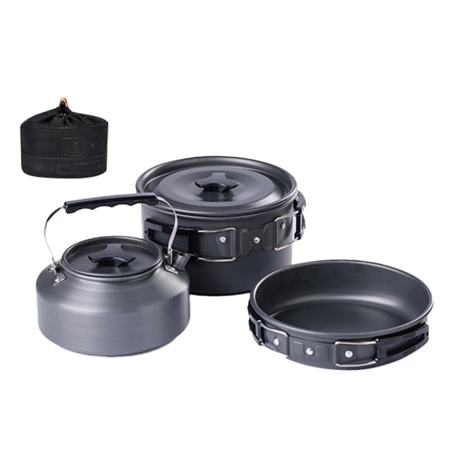 tamizeot Ensemble de Cuisson 3 Pcs avec Sac de Rangement pour la Pêche, la Cuisine en Plein Air, la Randonnée Orange Noir