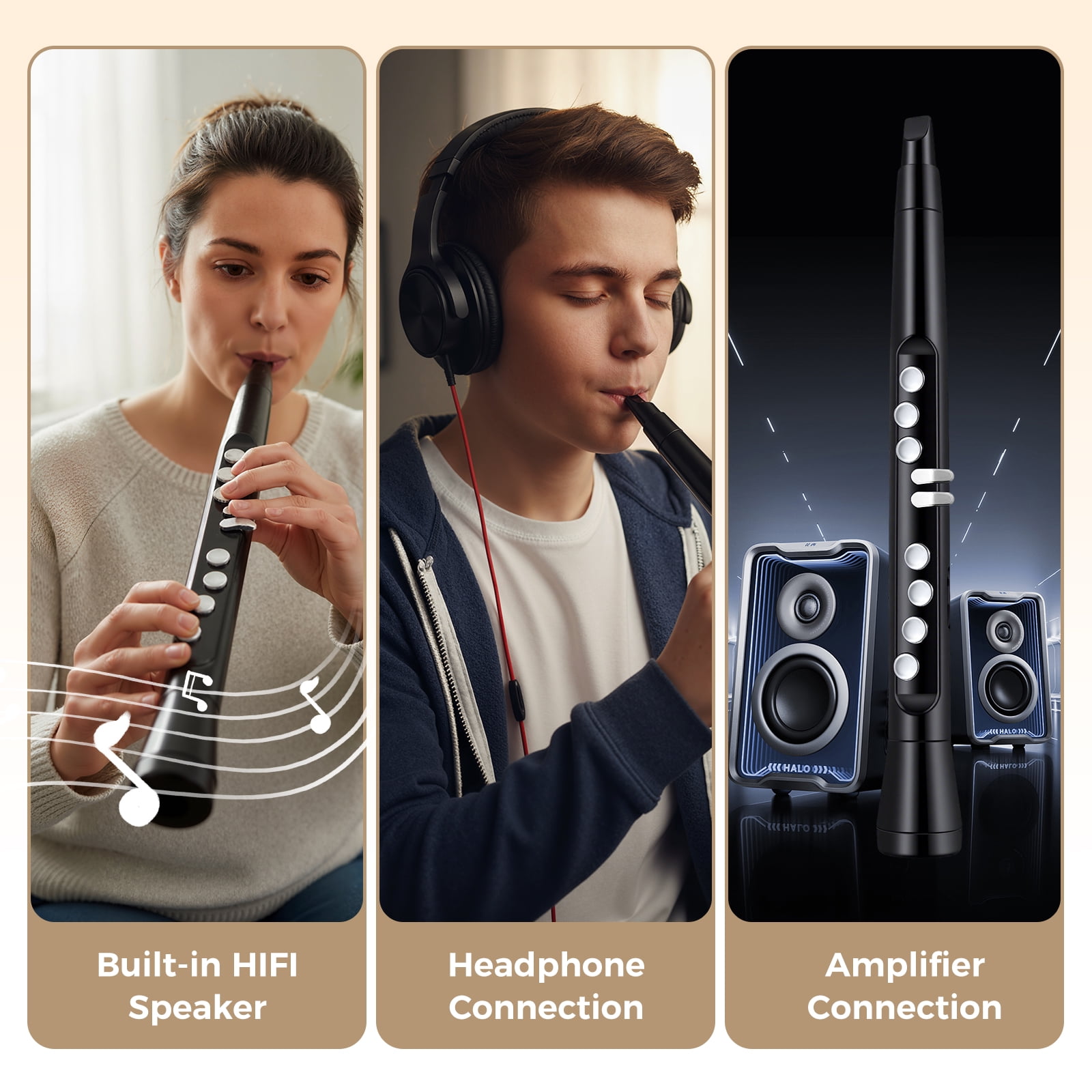 Costway Electronic Saxophone with Wireless MIDI 4-Octave Range & 2 Fingerings with HIFI Speaker