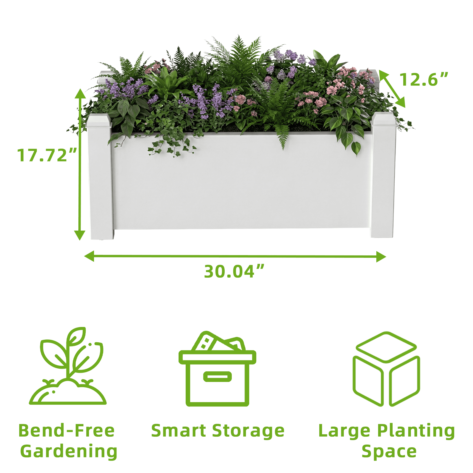 MINDYES Rectangular Resin Planter Box  Raised Beds For Gardening Plants 30.04*17.72*12.6 inch Outdoor Tomato Planters