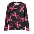 thumbnail image 4 of VKOYWKM Women Pink Ribbon T Shirts Breast Cancer Awareness T Shirt Long Sleeve Breast Cancer Survivor Tops Fight Cancer Crew Neck Sweatshirts, 4 of 4