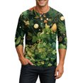 thumbnail image 2 of Men's St. Patrick's Day Shamrock Henley Shirt 3/4 Sleeve Casual Clover Print Top, 2 of 4