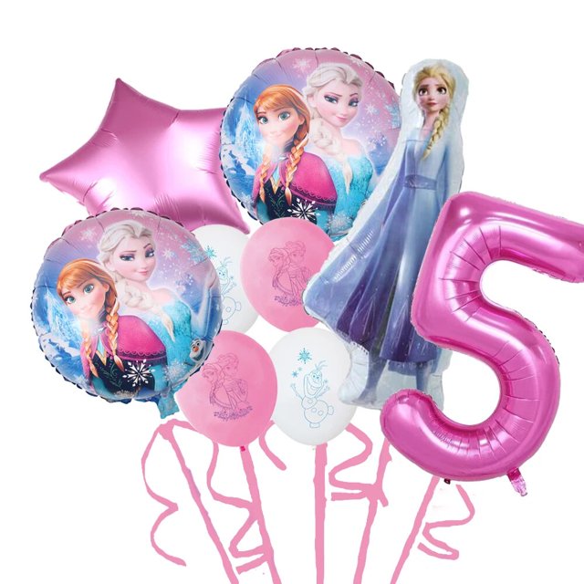 Disney-decoración para fiesta de cumpleaños de niña, Reina de Frozen rosa, globo de Elsa y Anna, mantel, platos, tazas, suministros para fiesta de Baby Shower