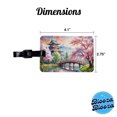 thumbnail image 3 of Japanese Scene With Bridge And Cherry Blossom Trees Watercolor Faux Leather Travel Luggage Tag, 3 of 7