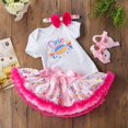 thumbnail image 5 of Gibobby Mamelucos para bebe niña Traje de un año con estampado de arcoíris para niña, traje de falda superior de manga corta de verano, conjunto de 2 piezas(Rosa caliente, 3-6 Meses), 5 of 5