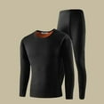 thumbnail image 3 of lkfuzj Thermal Underwear for Men Fleece Lined Ultra Soft Long Set Men Casual Solid Pullover Long Sleeves High Elasticity Keep Warml Underwear Tops And Pants Suit - Black, 3 of 4