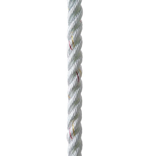 New England Ropes C6050-12-00015 0.37 in. x 15 ft. Premium Nylon 3 Strand Dock Line, White with Tracer