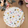 thumbnail image 3 of Bees Flowers Round 13 Inch Placemats Set of 4, Spring Botanical Blooms Flowers Leaves HeatResistant Non Slip Place Mats for Dining Table, Wipeable Braided Kitchen Table Mats for Housewarming, 3 of 9