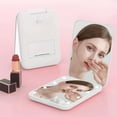 thumbnail image 3 of Portable USB Rechargeable LED Makeup Mirror, Folding Travel Compact with 3-Color Dimmable Touch Control & Double-Sided Magnification, Black/White/Pink, 3 of 8