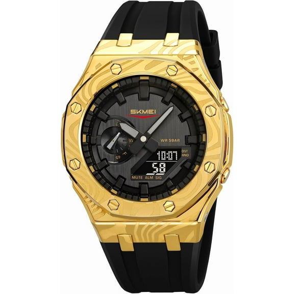 Sport Watches with Digital World Time 50M Waterproof Watch Fashion Military Analong Stopwatch Resistant