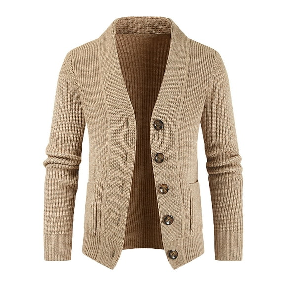 Lolmot Autumn And Winter New Mens Sweater Casual Long-sleeved Thickened Slim Cardigan