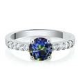 thumbnail image 2 of Gem Stone King 1.24 Ct Round Blue Mystic Topaz Rhodium Plated Ring (Size 8), 2 of 4