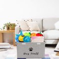 thumbnail image 3 of Brabtod Dog Toy Basket with lid, Dog Basket for Toys, Dog Toy Box with Handles, Collapsible Storage Bins for dog toys, Dog Storage Organizer, Stripe Gray, 3 of 7