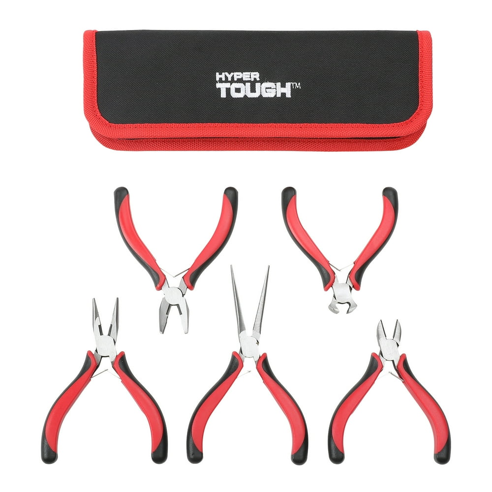 Hyper Tough 5Piece Mini Pliers Precision Set with Storage Pouch