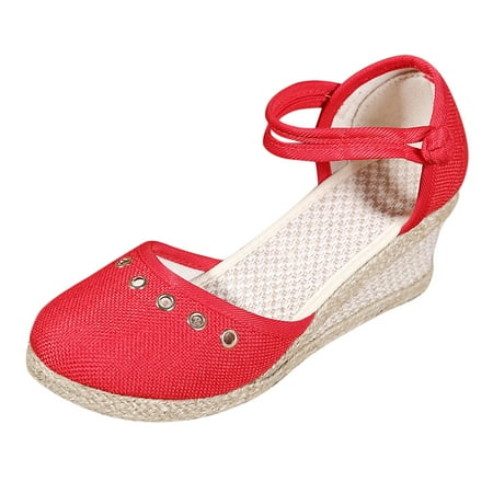 

Kcodviy Women Platform Wedge Sandals Fashion Versatile Braided Buckle Breathable Wedge Sandals Womens Walking Sandals Slide Sandals for Women Sandals for Women Size Sandals for Women Dressy Summer Hee