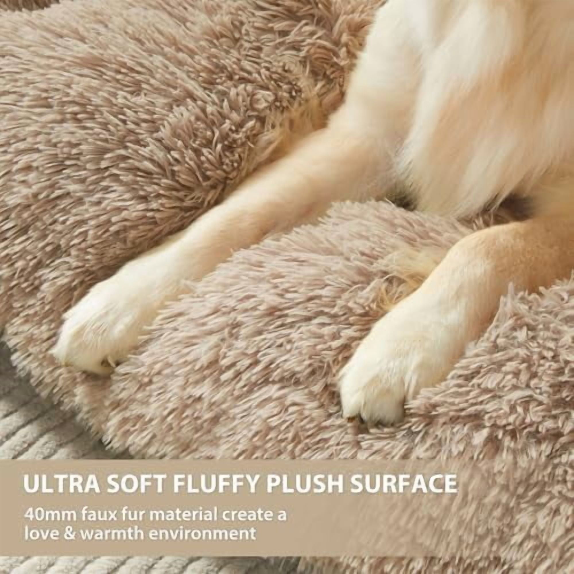 Dog Beds for Large Dogs, Plush Dog Crate Bed Fluffy Cozy Kennel Pad for Sleeping &Ease Anxiety, Washable Pet Mats with Anti-Slip Bottom for Large Dogs, Brown Brown,XL(41x27 inch)