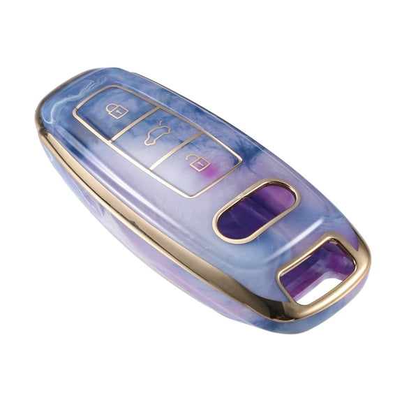Unique Bargains 3 Button Key Fob Cover for Audi Q7 2020-2021 for Audi A6 Q8 TPU Purple Remote Keyless Smart Key Fob Case