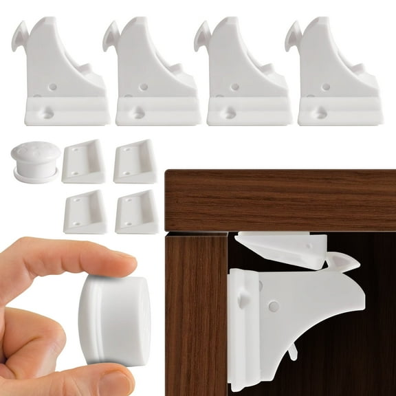 Strong Magnetic Baby Safety Cabinet Locks Child Proof Drawer Locks Easy Installation Self Adhesive Pet Proof Safety Locks for Kitchen Cabinets