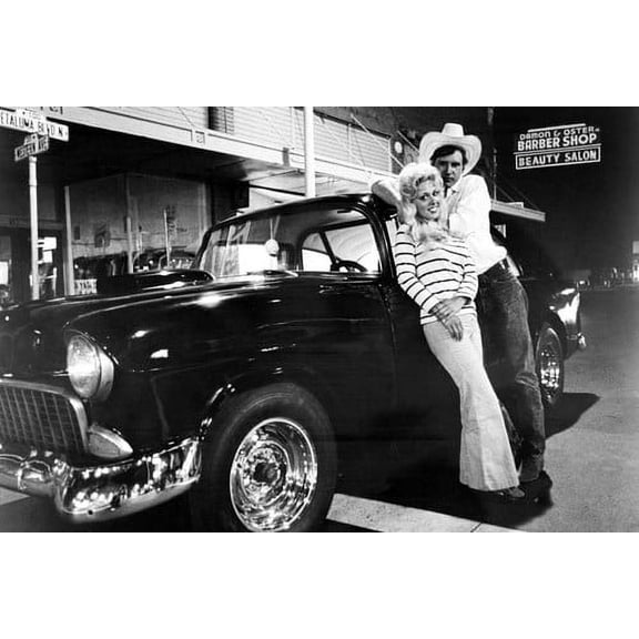 Harrison Ford Debralee Scott American Graffiti Leaning Against classic '55 Chevy 24x36 Poster