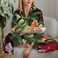 thumbnail image 6 of Pofeuu Watercolor Tropical Flowers Print Womens Pajamas Set Long Sleeve Sleepwear Button Down Nightwear Soft Pj Lounge Sets Button Down Pajamas Women-XX-Large, 6 of 7
