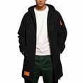 thumbnail image 5 of Trench Coat Men Zip Up Hooded Mid Length Windrbreaker Jackets (Black XXL), 5 of 6