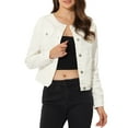 thumbnail image 1 of Chaqueta De Mezclilla Para Mujer Chaquetas De Mezclilla De Manga Larga Sin Cuello Con Botones Blanco S, 1 of 5